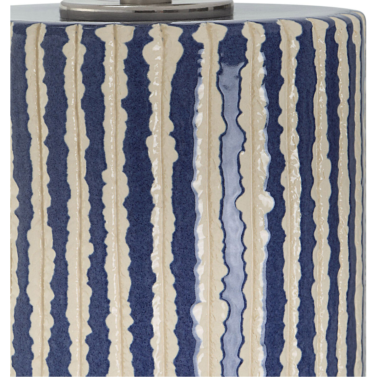 Havana 28 inch 150.00 watt Cobalt and Ivory Glazed Stripes and Brushed Nickel Table Lamp Portable Light