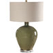 Elva 27 inch 150 watt Distressed Emerald Green Glaze and Antique Brass Table Lamp Portable Light