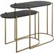 Aztec 26.5 X 22 inch Antique Brass and Ebony Stained Ash Veneer Nesting Tables