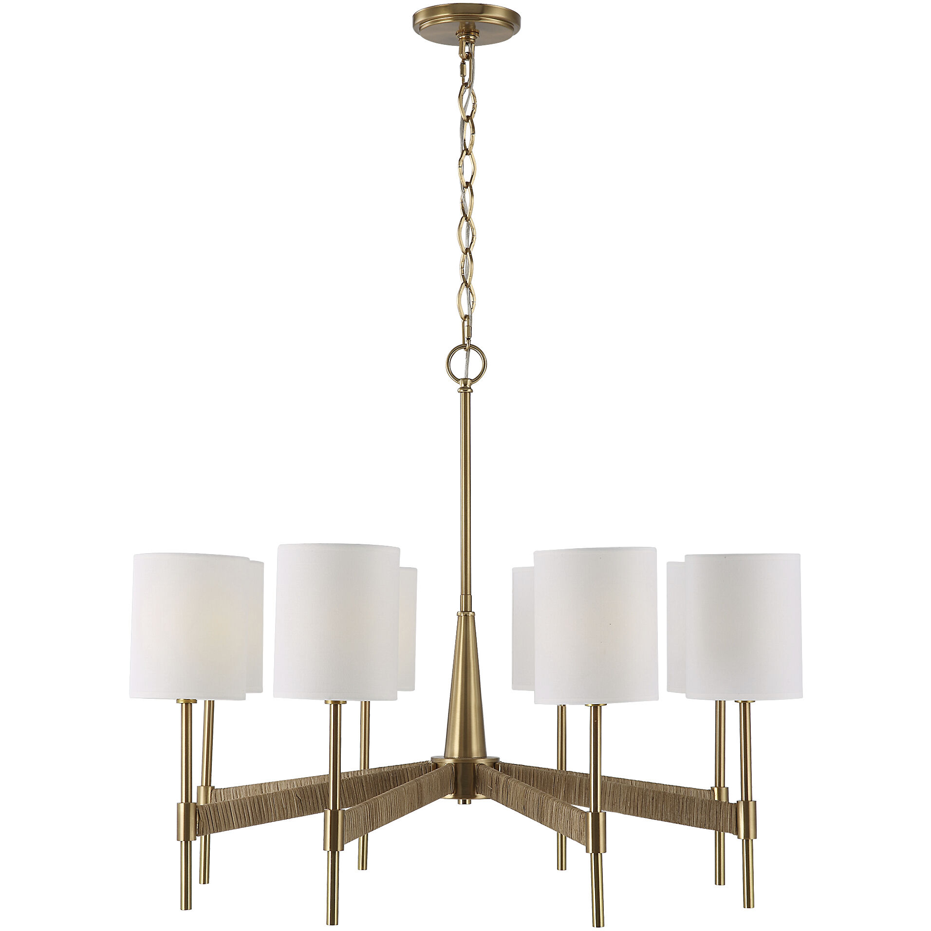 Lautoka 8 Light 32 inch Rattan and Warm Brass Chandelier Ceiling Light