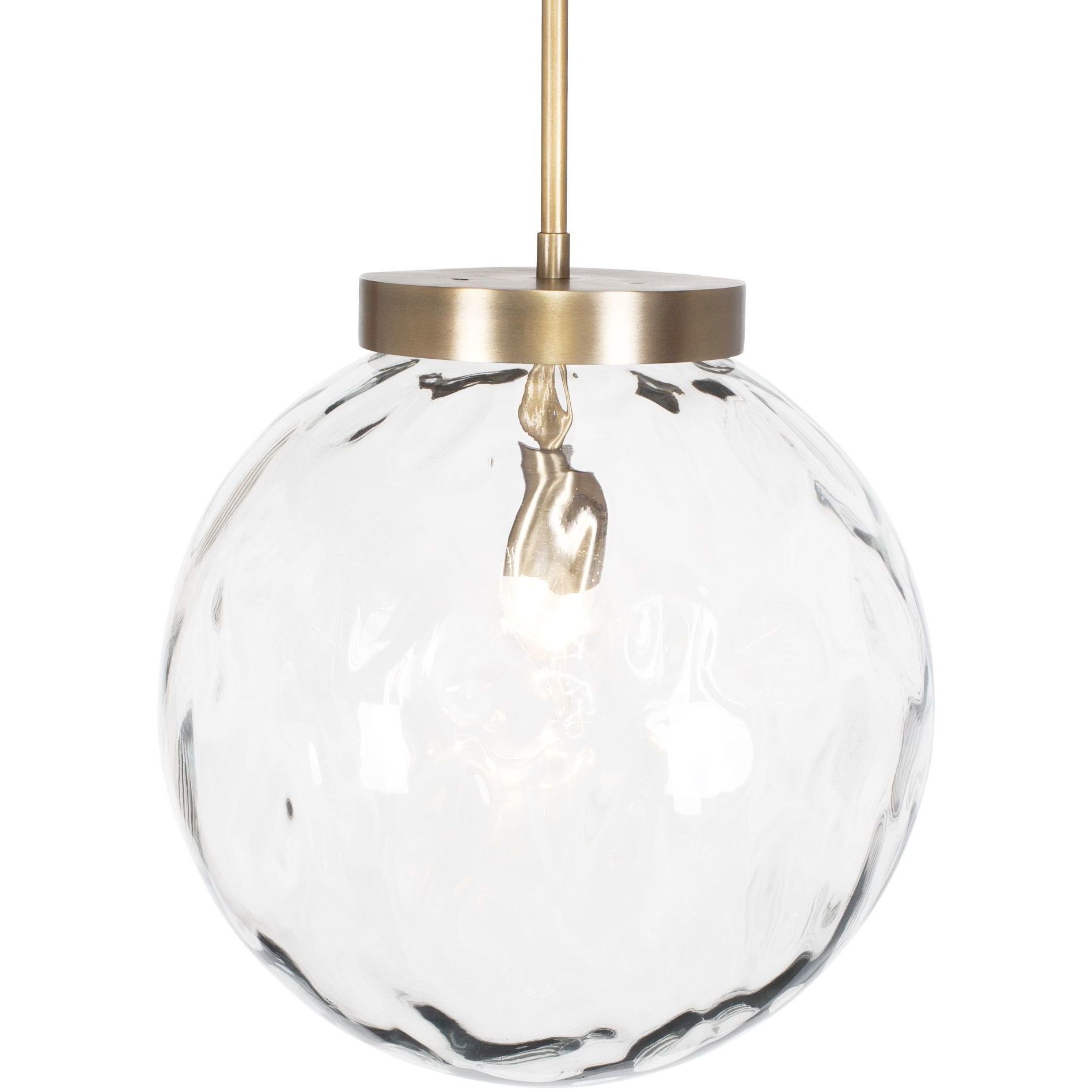 Gaia 1 Light 14.75 inch Watered Glass and Antique Brass Pendant Ceiling Light