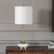 Molena 21.75 inch 100 watt Antique Brass and Pearly Stone Table Lamp Portable Light