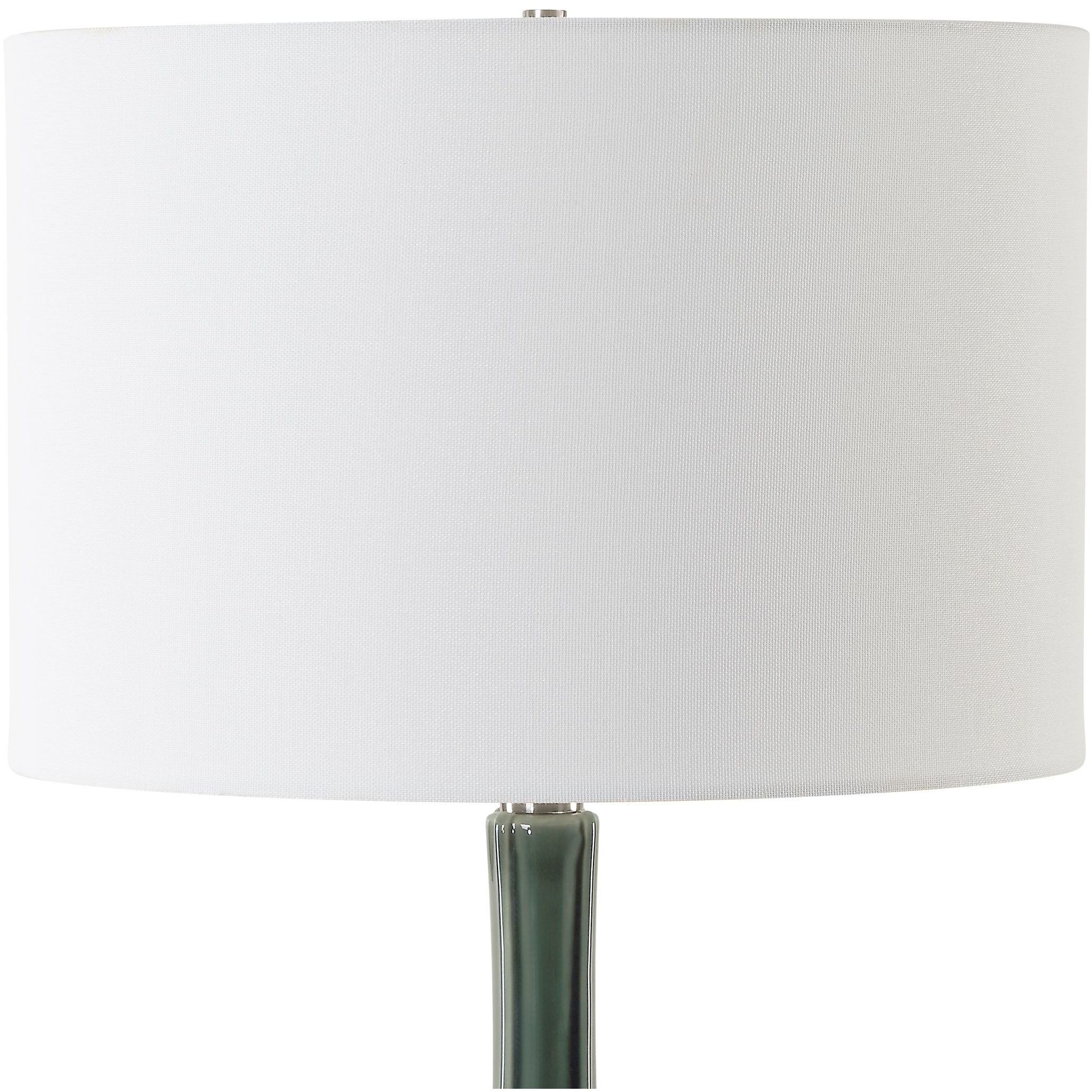 Essex 27.25 inch 150.00 watt Hunter Green Crackled Glaze with Brushed Nickel and Crystal Table Lamp Portable Light