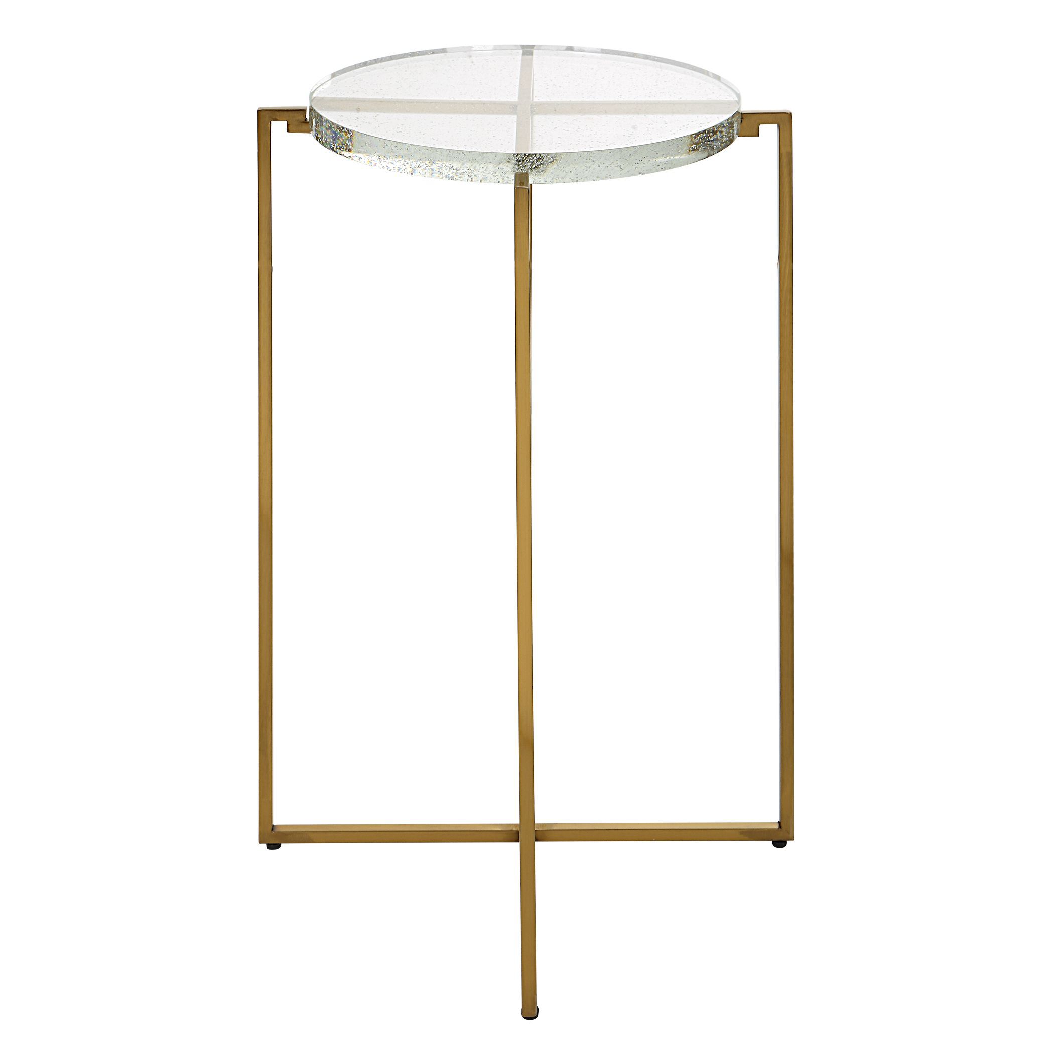 Star-crossed 24 X 16 inch Brushed Gold and Seeded Glass Accent Table