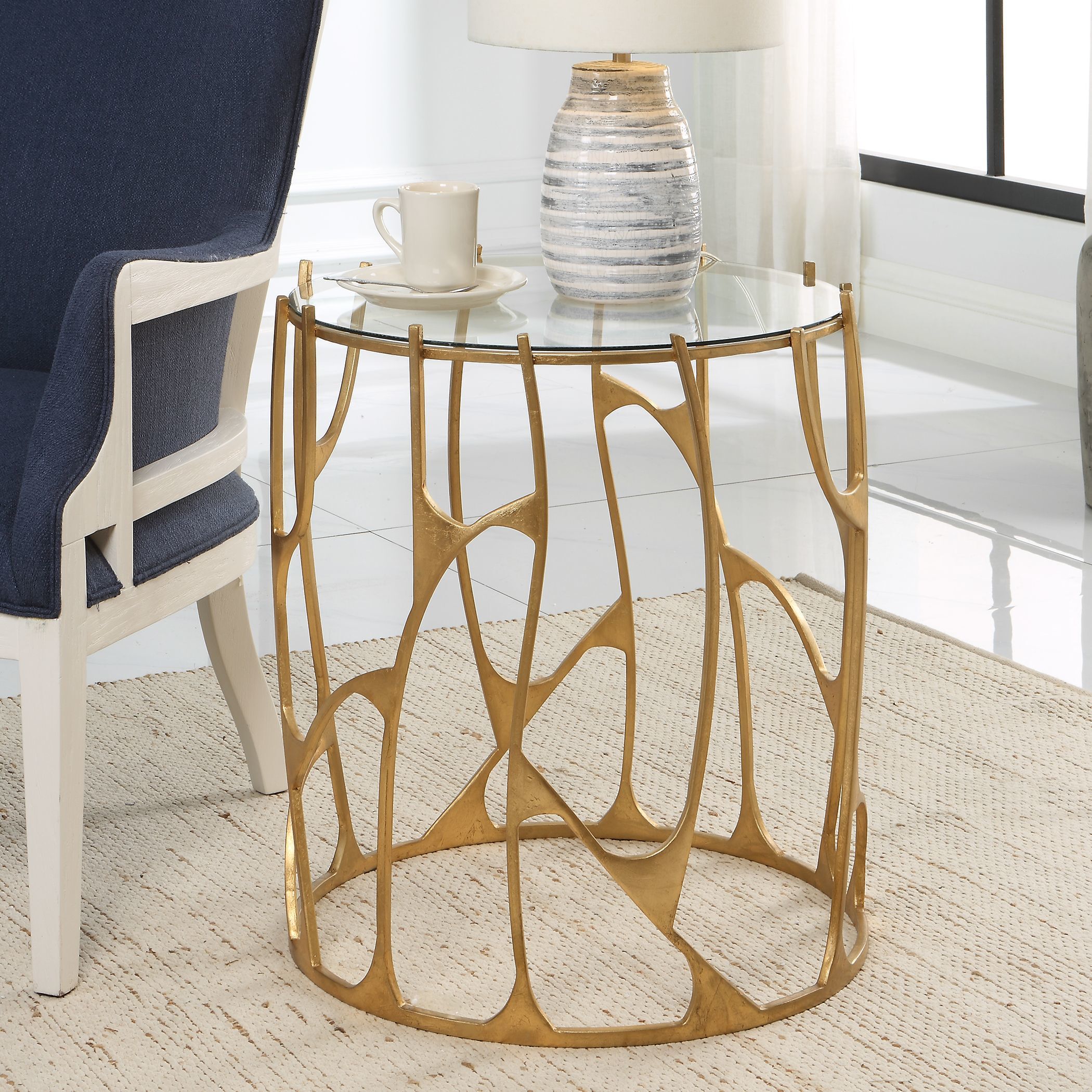 Ritual 25 X 22.05 inch Aged Gold Leaf and Clear Glass Side Table