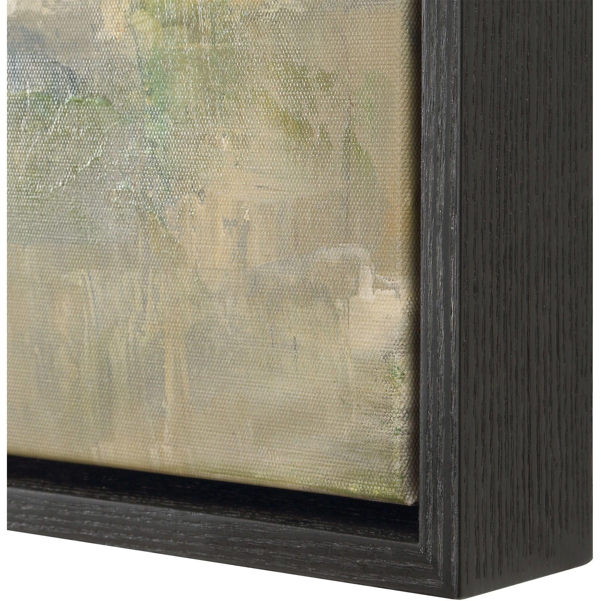 Fragment Gray and Green and Beige and Black Hand Painted Landscape Art