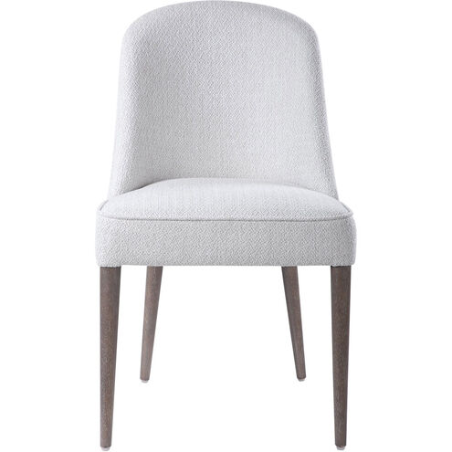 Brie Off-White Textured Fabric and Light Walnut Armless Chairs, Set of 2