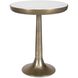 Gianno 25 X 21 inch White Marble and Antique Brass Side Table