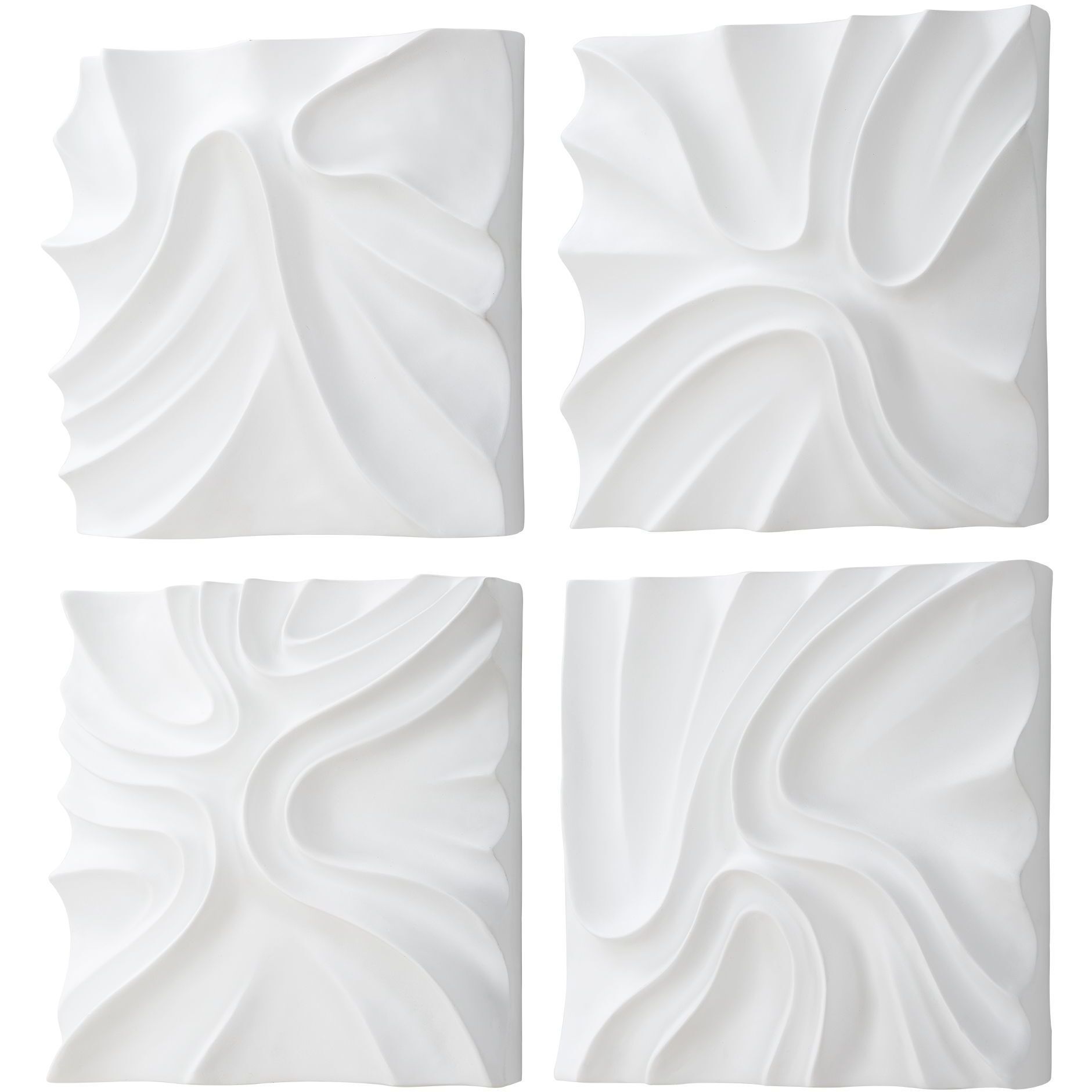 Snowdrift Fresh White Wall Decor, Set of 4