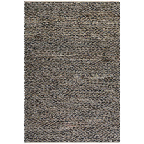 Tobais 120 X 96 inch Rescued Leather and Hemp Rug, 8ft x 10ft