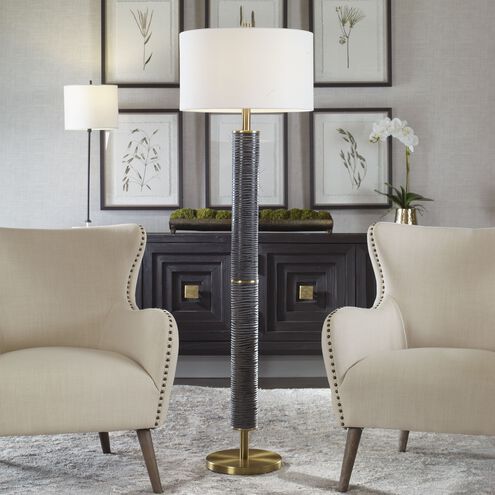 Summit 63 inch 150.00 watt Gray/Black with Solid Iron and Antique Brass Floor Lamp Portable Light