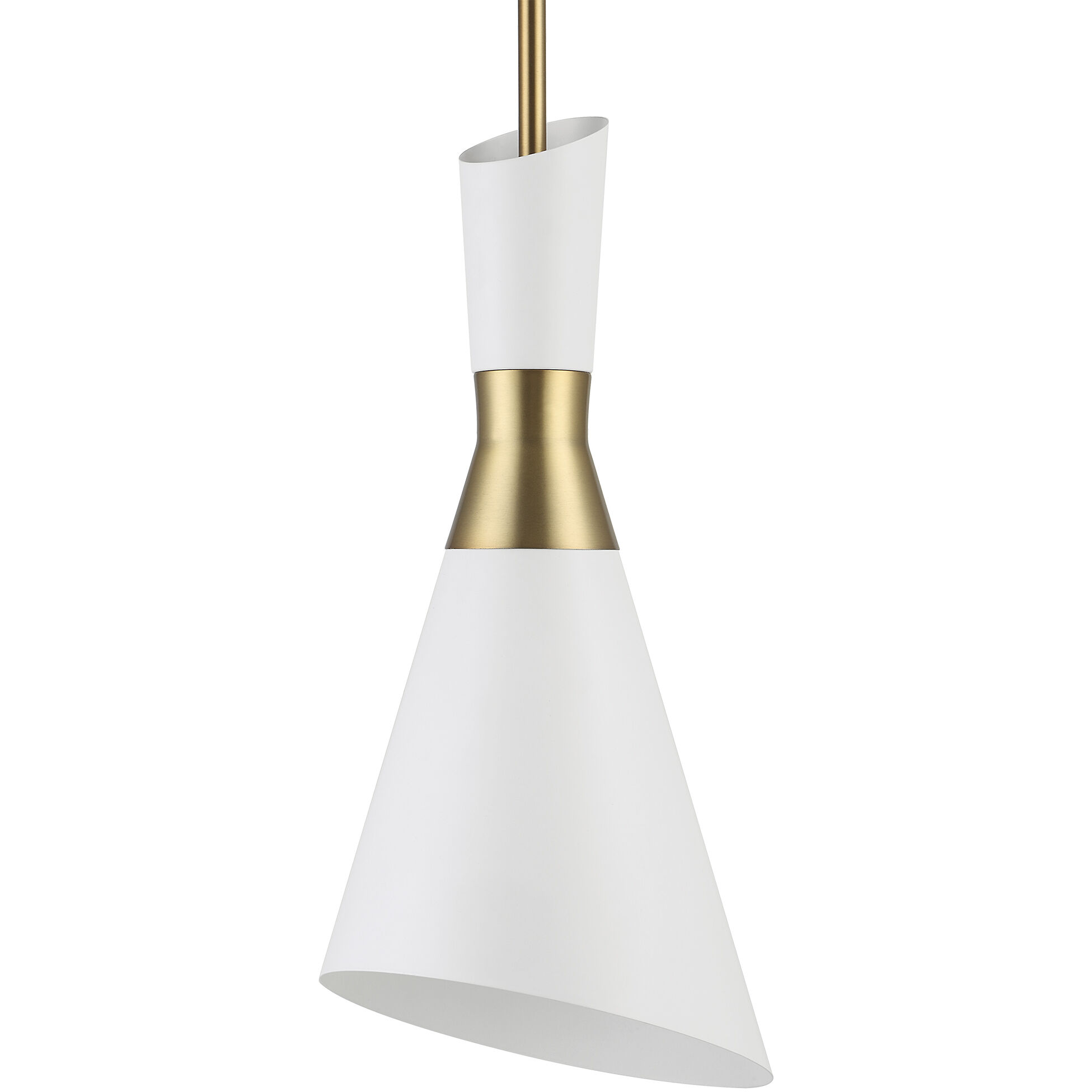 Eames 1 Light 8 inch White and Antique Brass Mini Pendant Ceiling Light