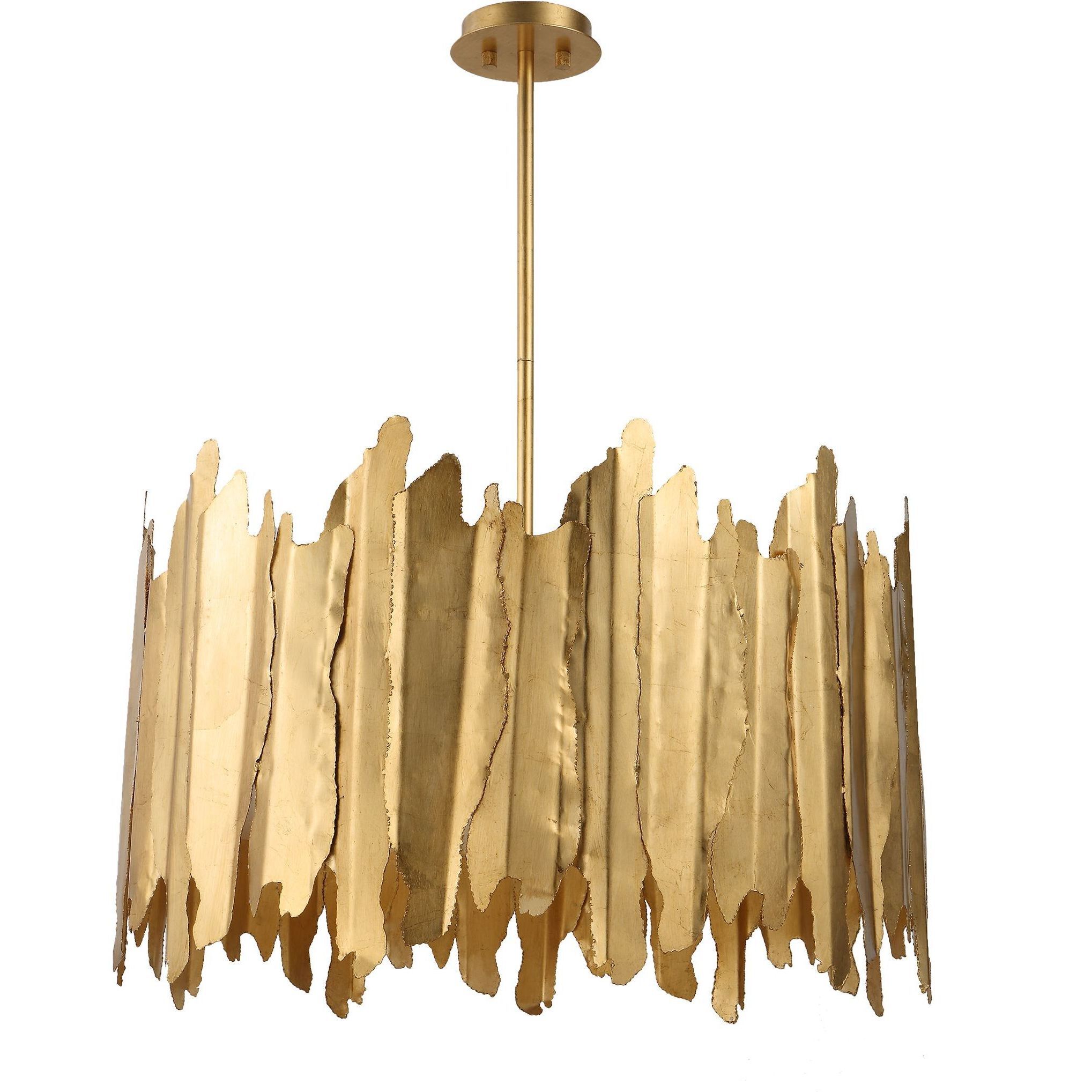 Golden 8 Light 18 inch Gold Leaf Pendant Ceiling Light