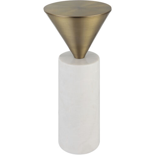 Top Hat 20 X 9 inch White Marble and Brushed Brass Drink Table