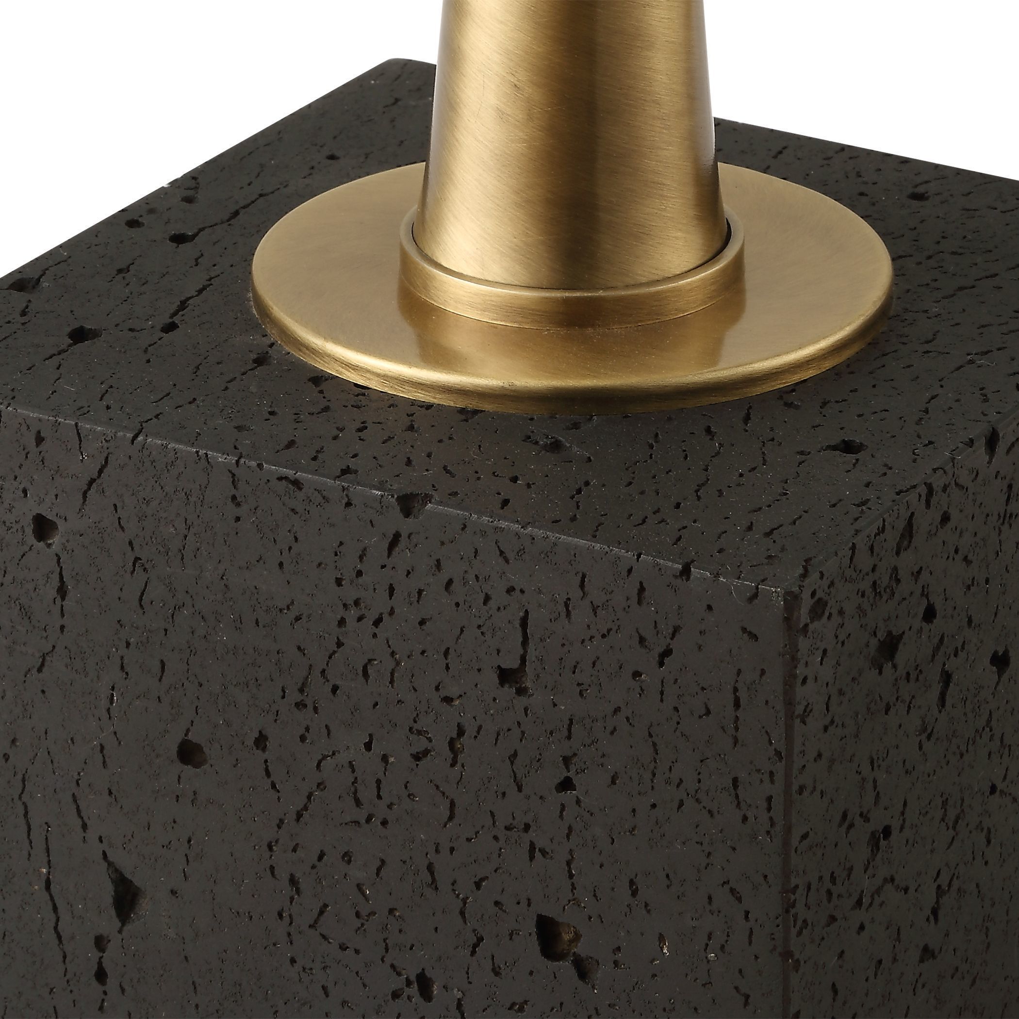 Shino 66 inch 150.00 watt Antique Brass and Black Travertine Floor Lamp Portable Light
