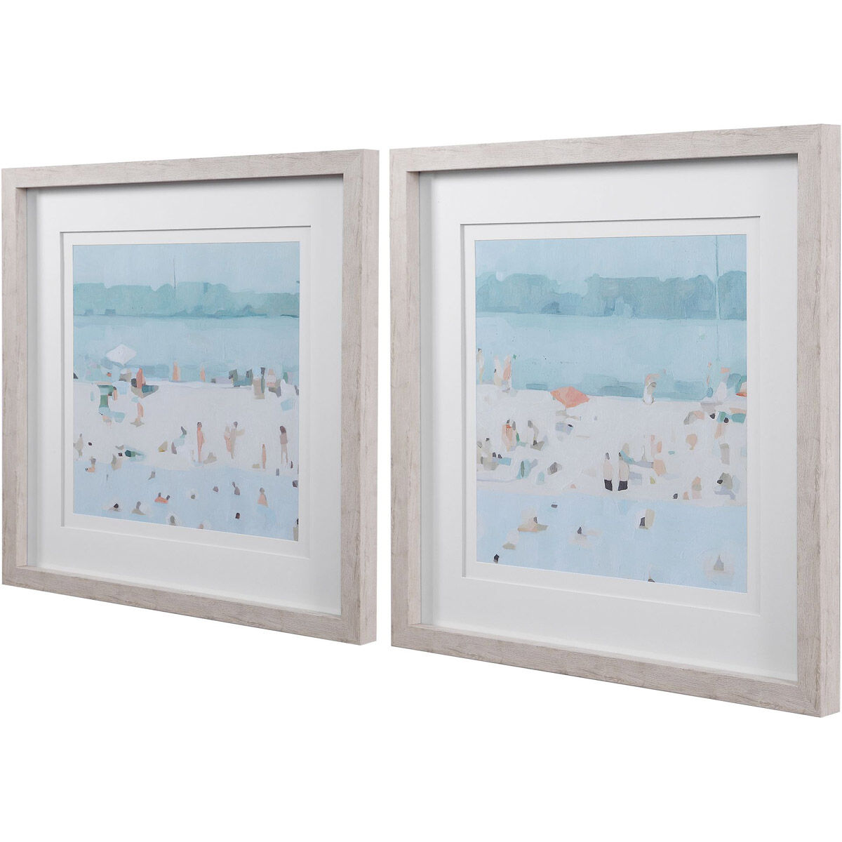 Sea Glass Sandbar 31 X 31 inch Framed Prints, Set of 2