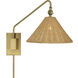 Phuvinh 1 Light 12 inch Natural Rattan and Antique Brass Sconce Wall Light