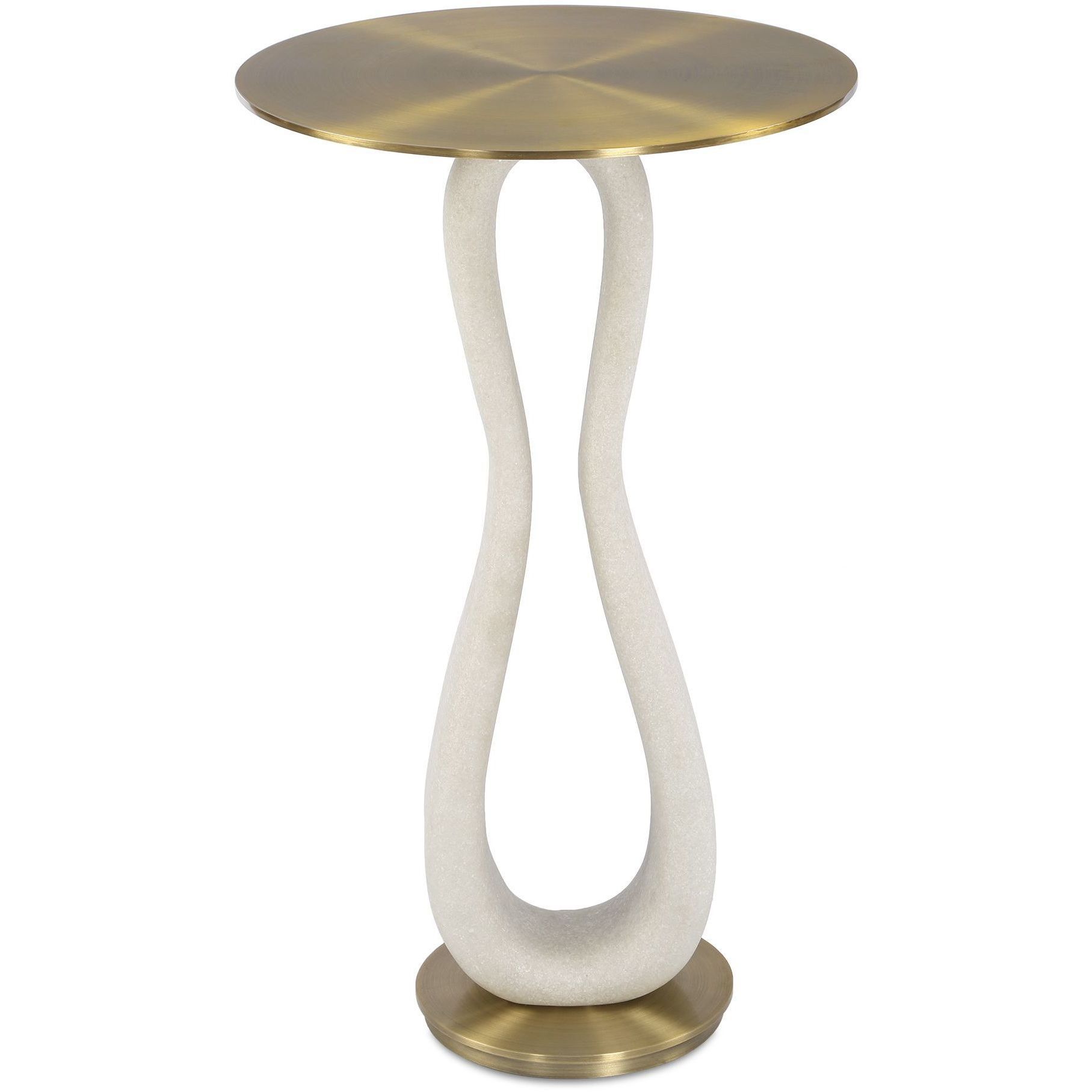 Sonia 23.25 X 14 inch Brass, White Accent Table