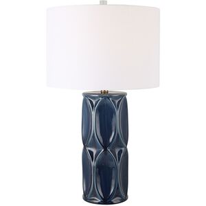 Sinclair 27 inch 150.00 watt Glossy Navy Blue Glaze and Brushed Nickel Table Lamp Portable Light