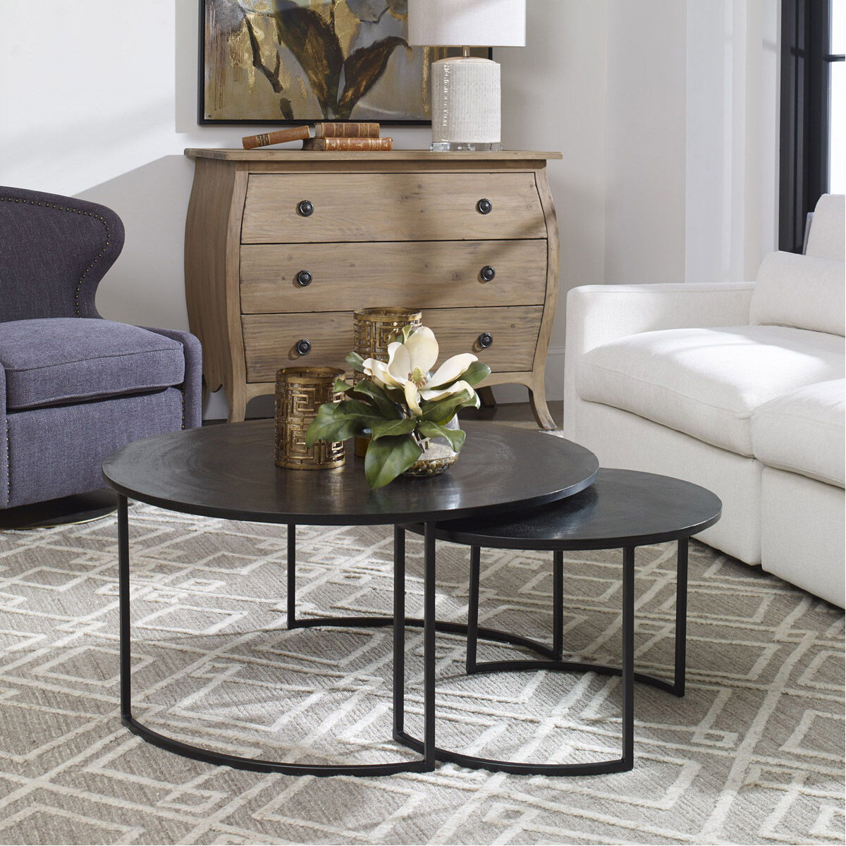 Barnette 35 X 17 inch Dark Oxidized Black and Aged Black Nesting Coffee Tables, Set of 2