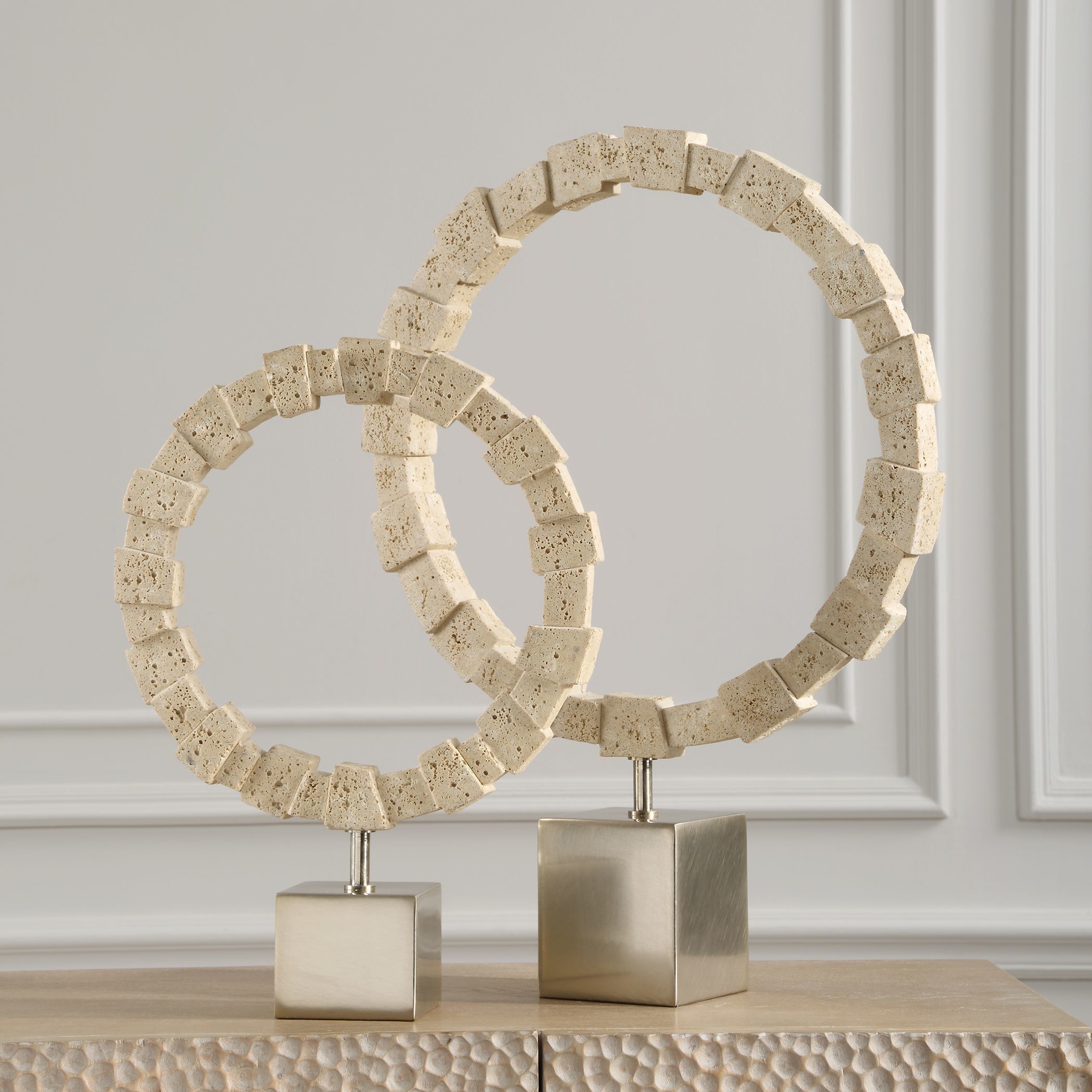 Ivory Fusion 22.75 X 16.5 inch Ring Sculptures, Set of 2