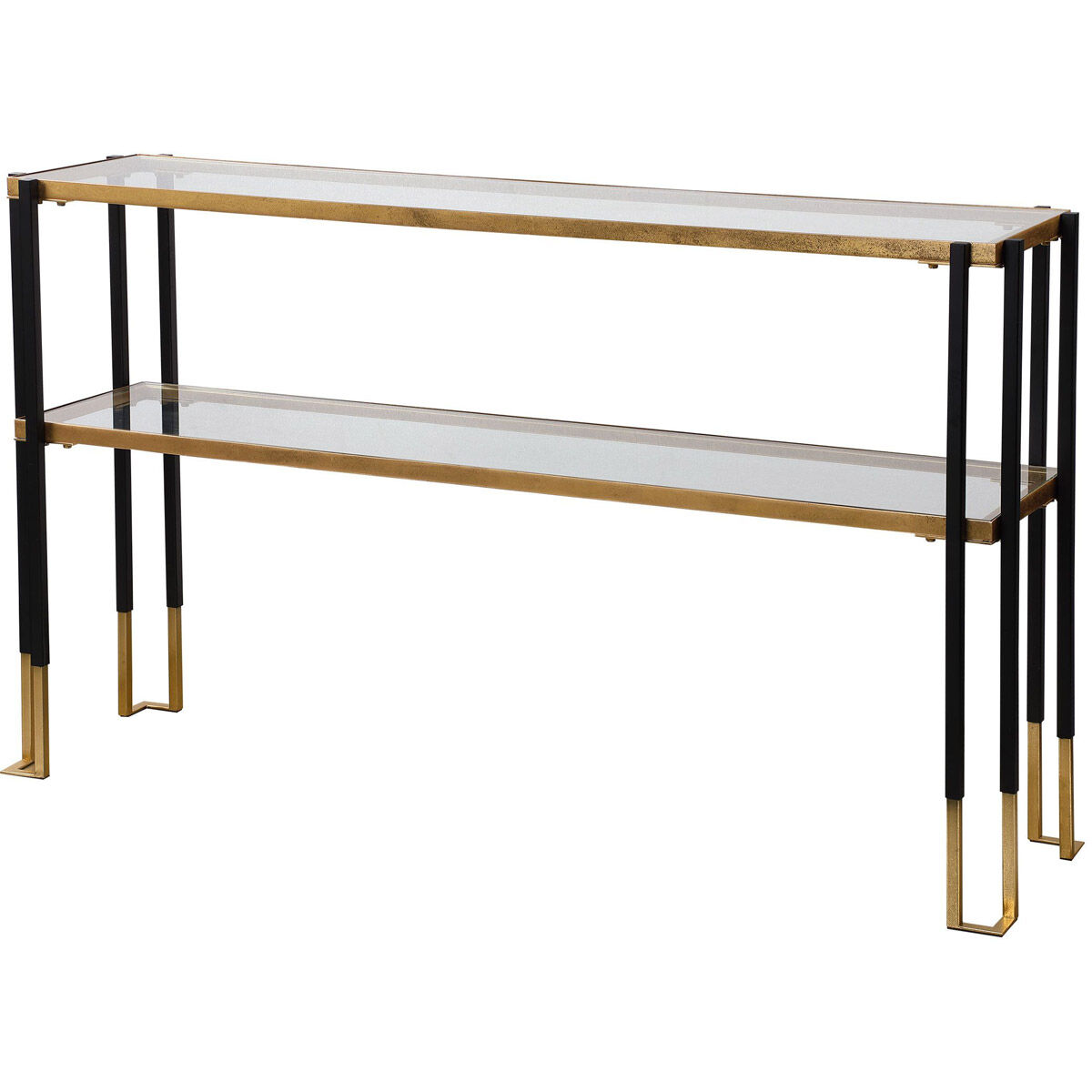 Kentmore 53.5 inch Two-Toned Matte Black and Brushed Gold Console Table