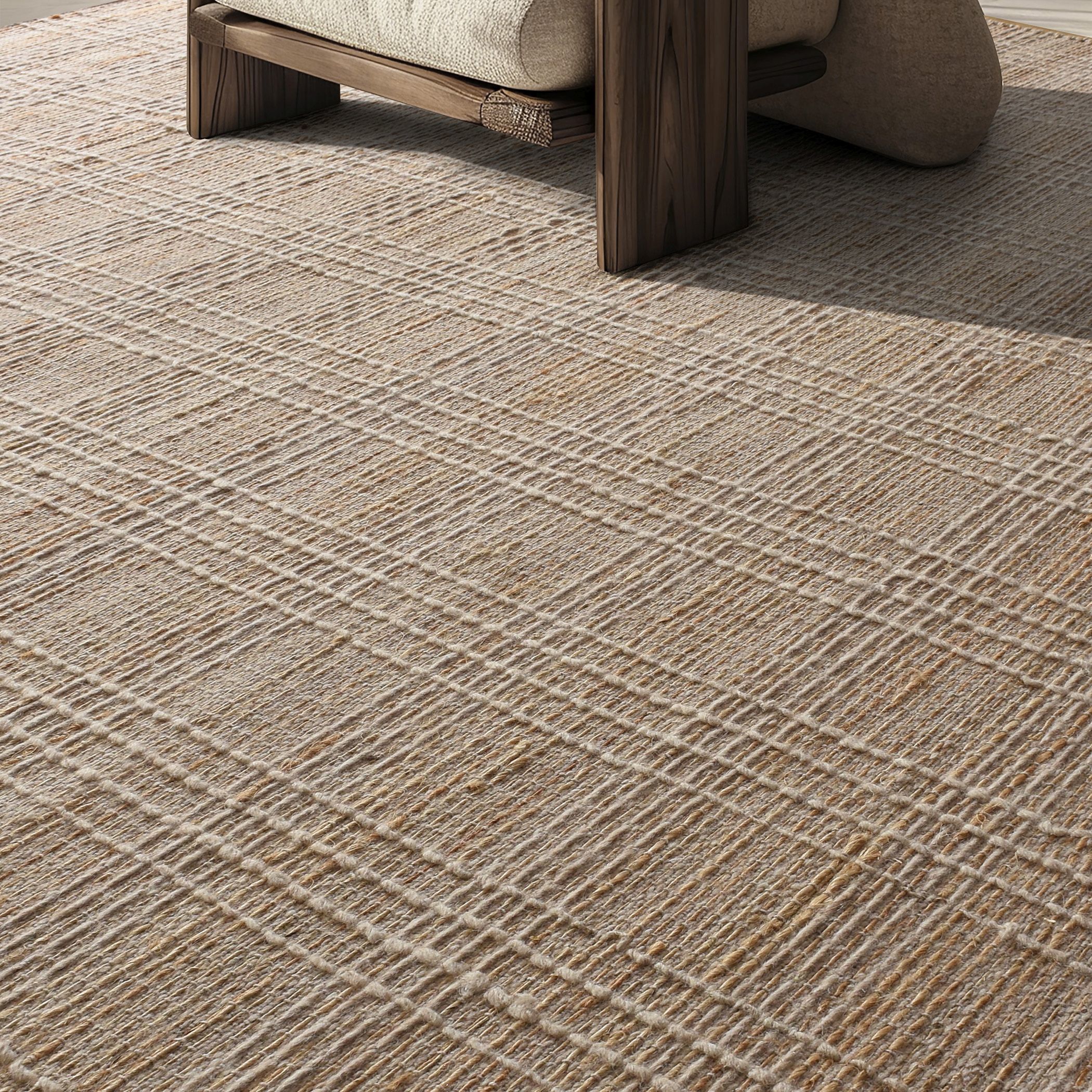 Baxton 108 X 72 inch Beige with Natural Twisted Jute Rug, 6ft x 9ft