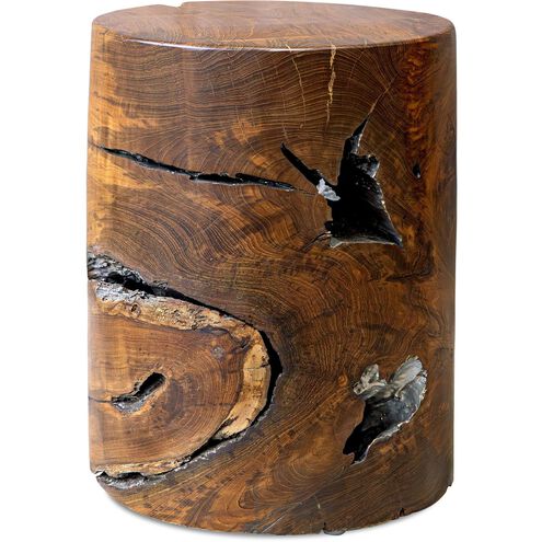 Rafe 18 inch Antique Silver and Natural Teak Accent Stool