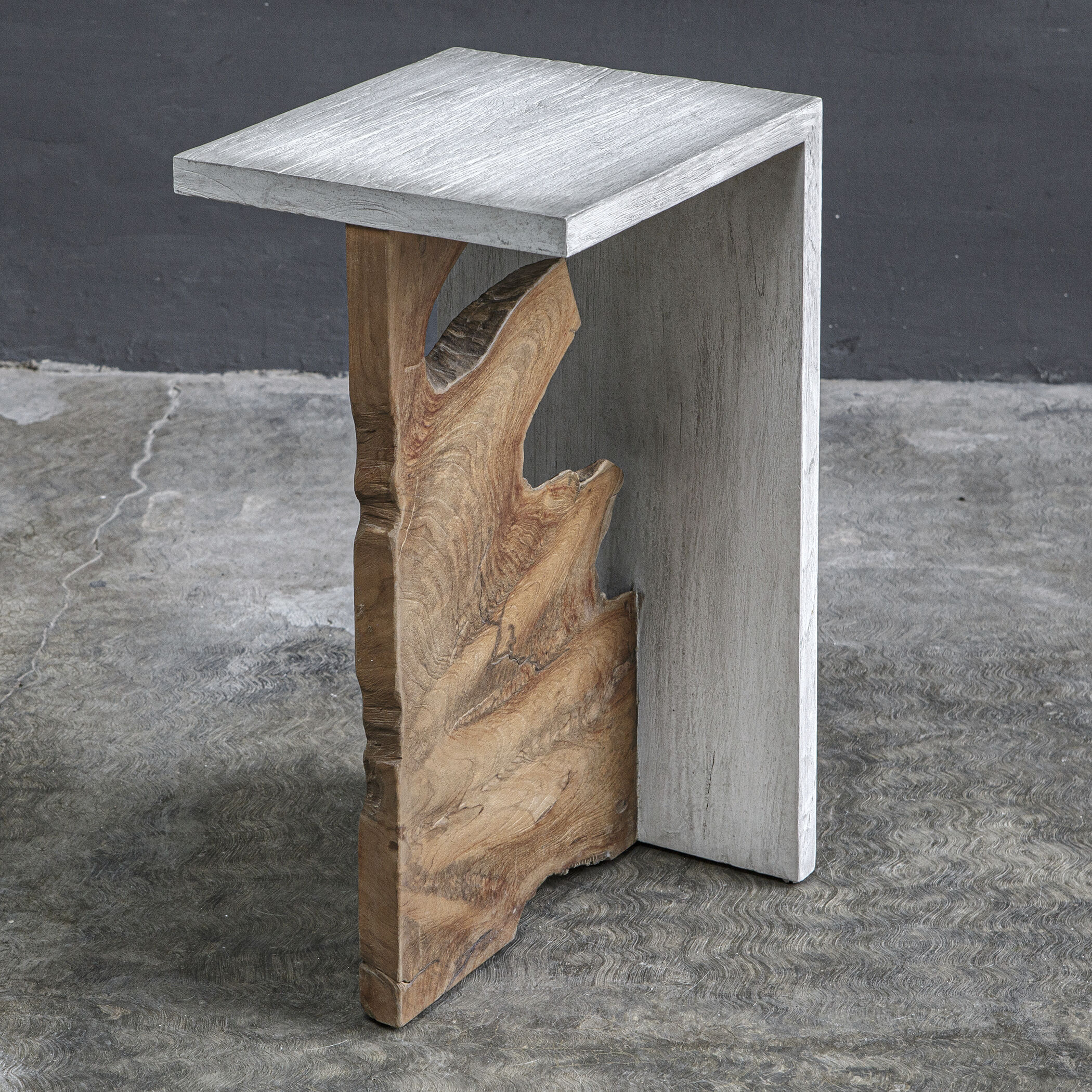 Intersect 24 X 11.75 inch Natural Wood Tone and Aged White Accent Table