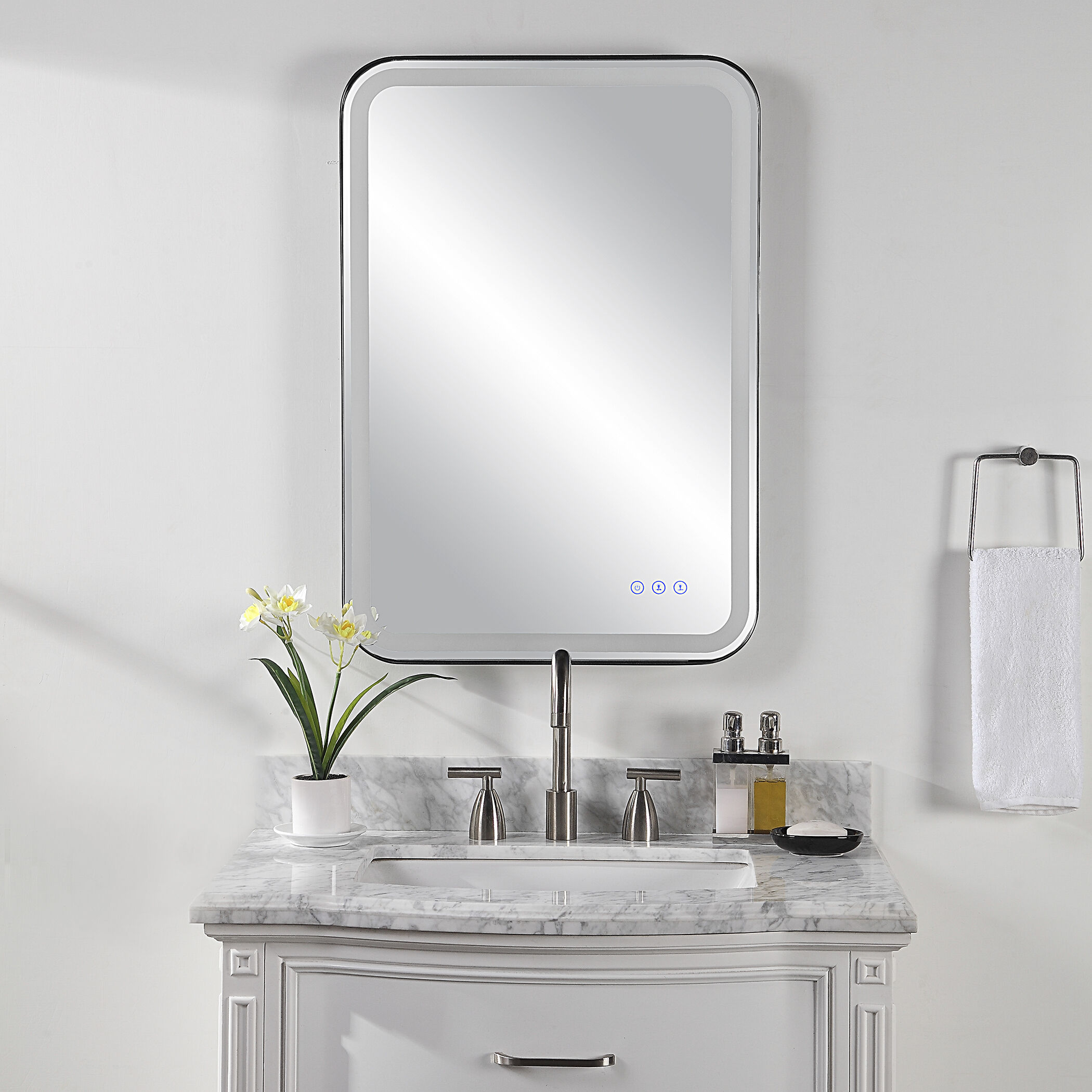 Crofton 32 X 22 inch Satin Black Vanity Mirror