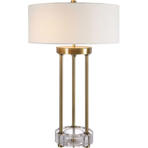 Pantheon 27 inch 60.00 watt Antique Brass and Crystal Table Lamp Portable Light