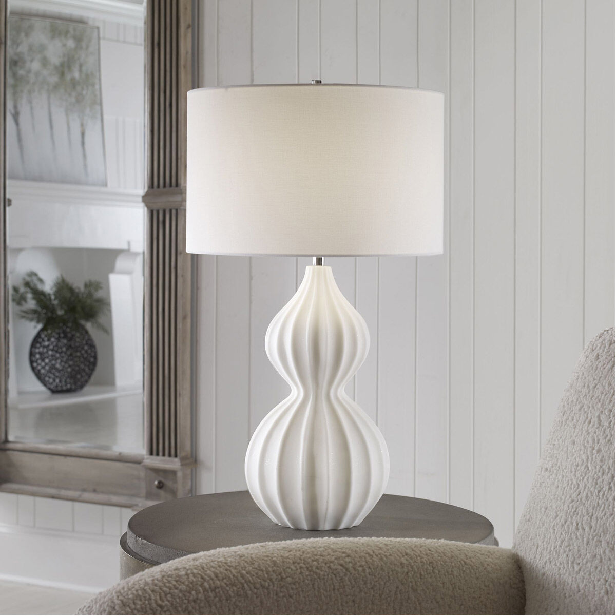 Antoinette 28 inch 150.00 watt Granulated Marble and Polished Nickel Table Lamp Portable Light