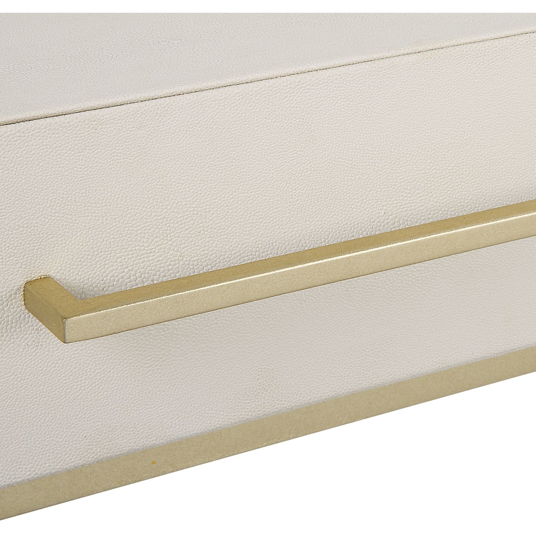 Jewel 48 inch White Faux Shagreen and Gold Leaf Desk