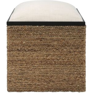 Island 22 inch Natural Braided Straw With Matte Black and Beige Accent Stool