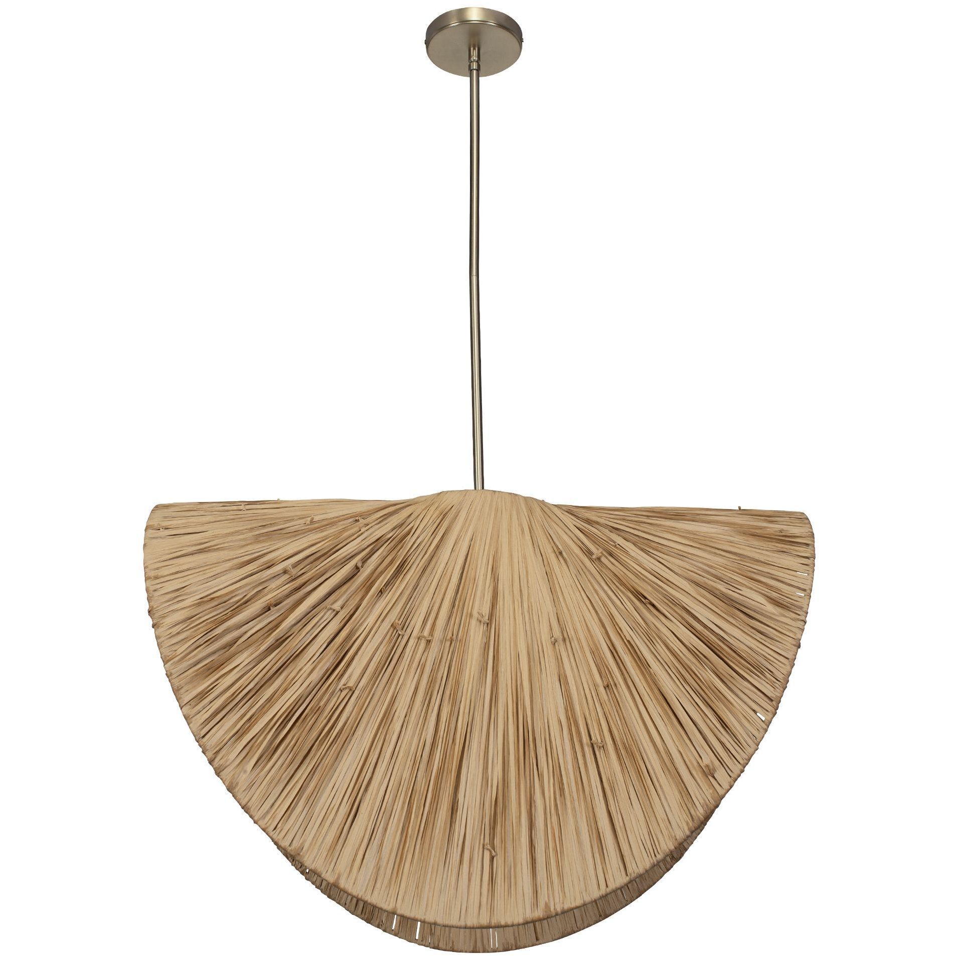 Bend 1 Light 28.75 inch Antique Brass and Natural Raffia Pendant Ceiling Light