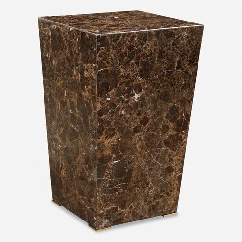 Poe 22.75 X 14.13 inch Brown Marble and Brushed Brass Accent Table