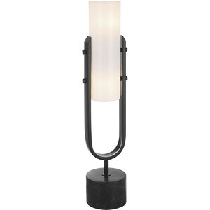 Runway 28 inch 25.00 watt Steel and Black Marble Accent Lamp Portable Light