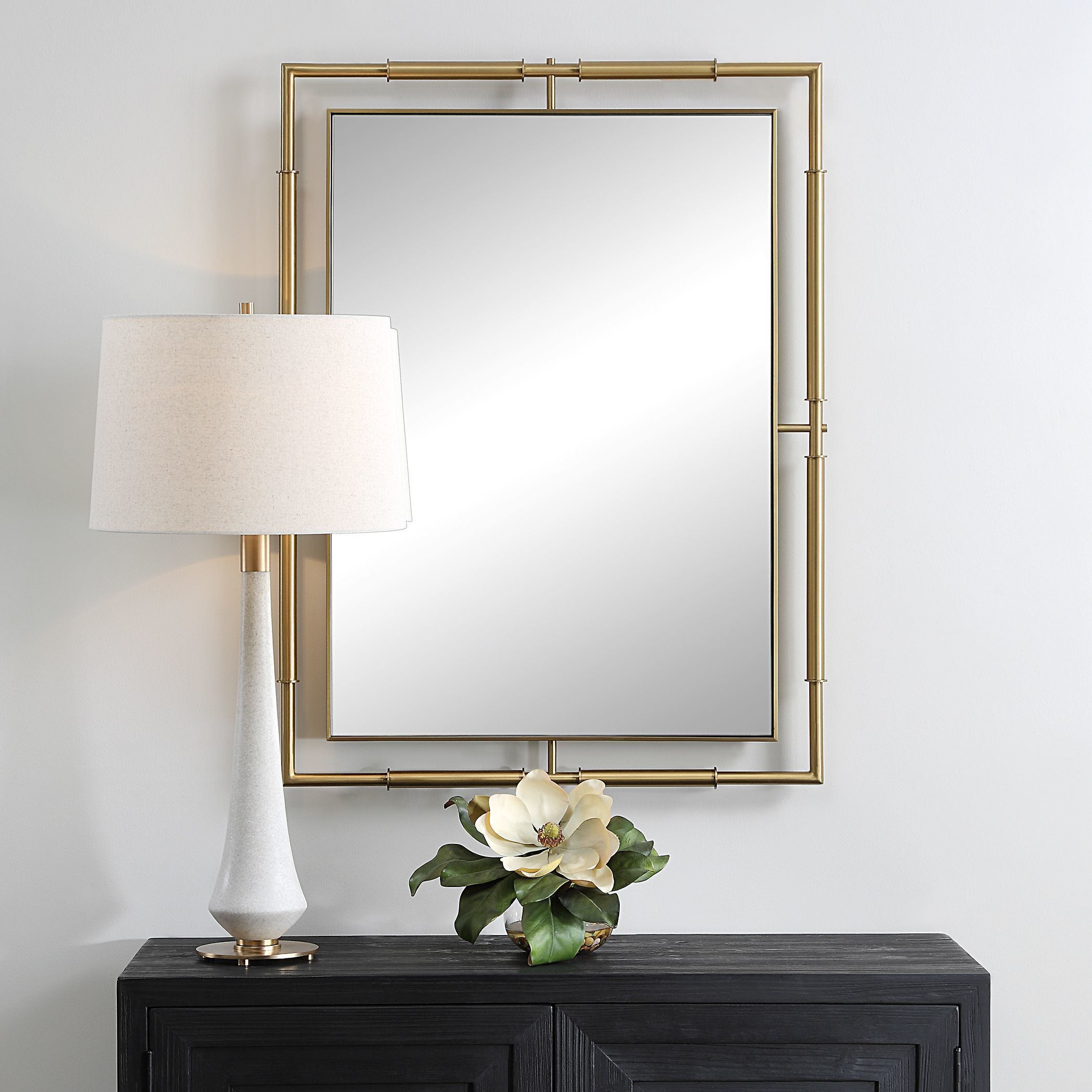 It's All Connected 40 X 30 inch Plated Brass Mirror