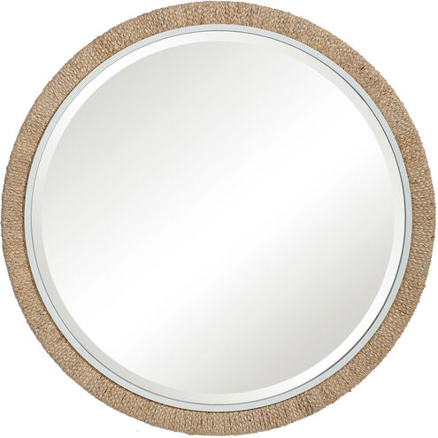 Carbet 39.75 X 39.75 inch Braided Banana Leaf and Matte White Wall Mirror