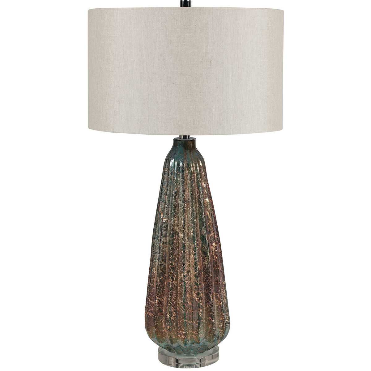 Mondrian 32 inch 150.00 watt Light Blue And Rust Art Glass Table Lamp Portable Light