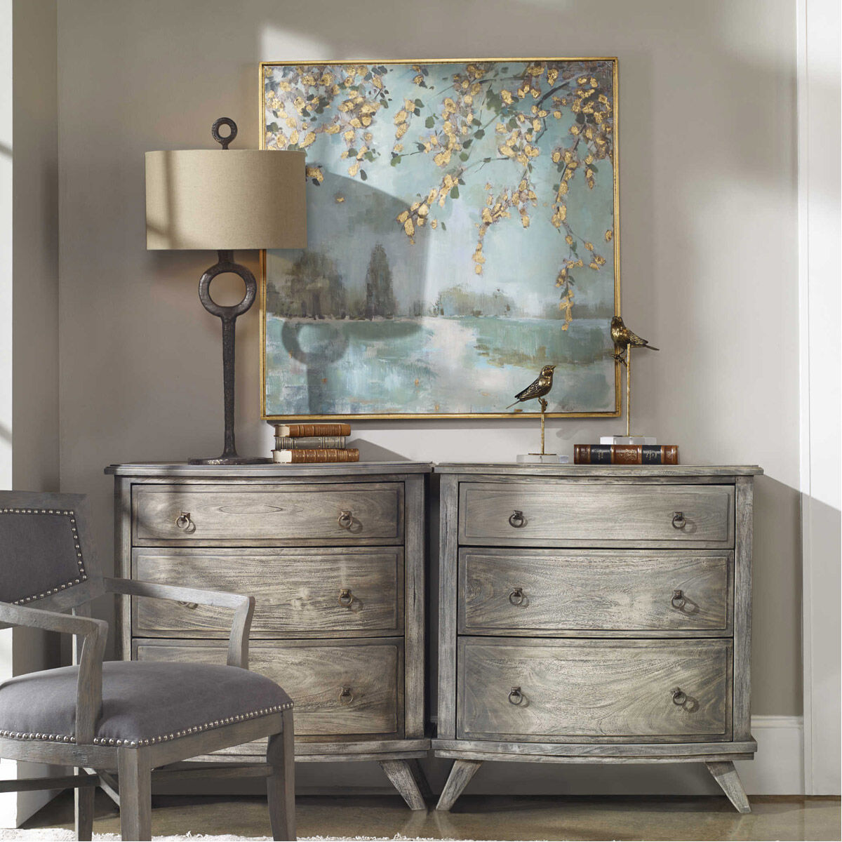 Peaceful Blue and Green Landscape Wall Art