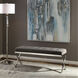 Bijou Polished Stainless Steel and Slate Gray Fabric Bench