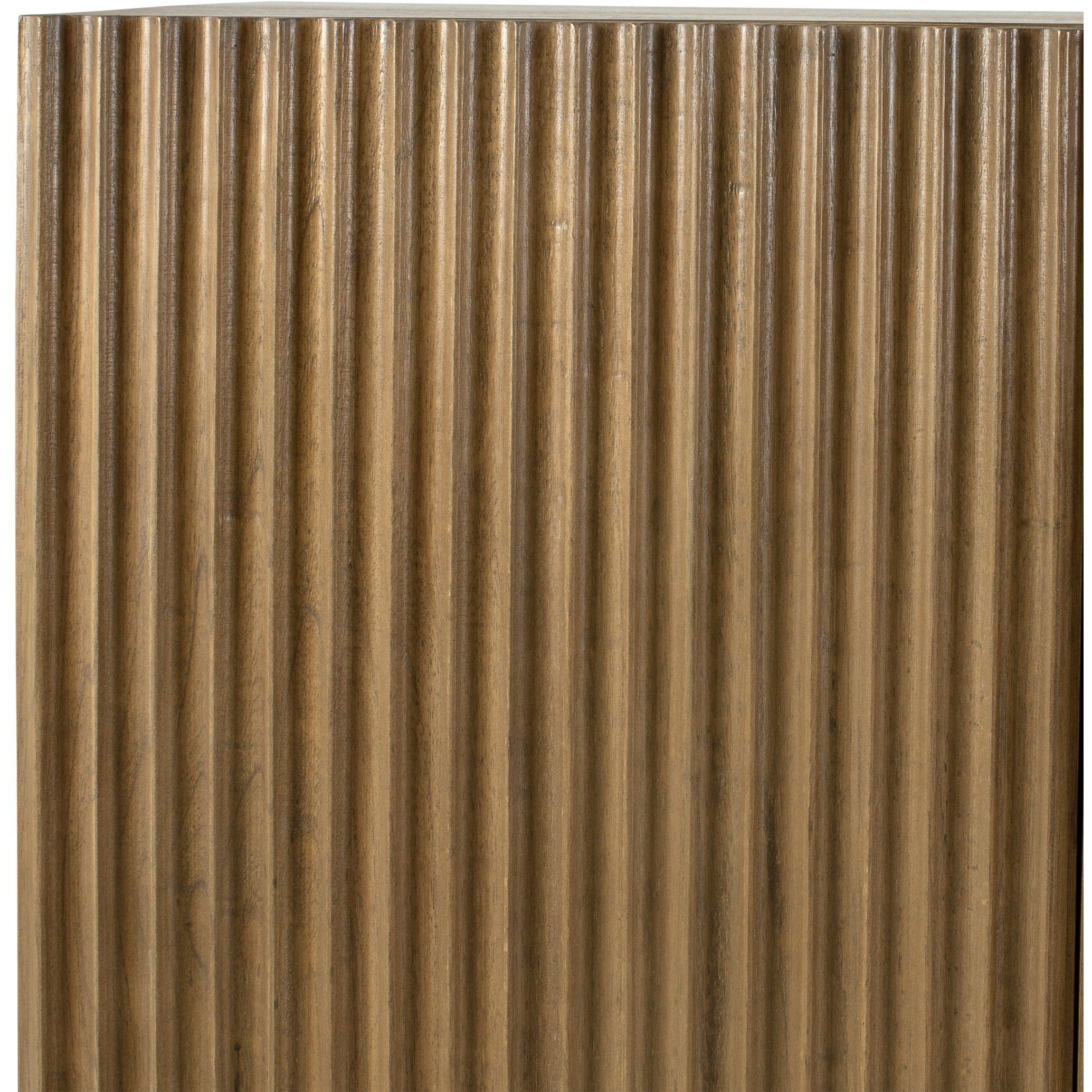 Kellem Black and Natural Wood 4 Door Cabinet