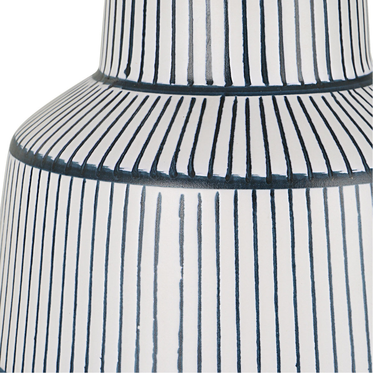 Breton 29 inch 150.00 watt Satin White Glaze with Navy Blue Stripes Table Lamp Portable Light