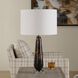 Dames 26.75 inch 150 watt Dark Marble and Crystal with Antique Brass Table Lamp Portable Light