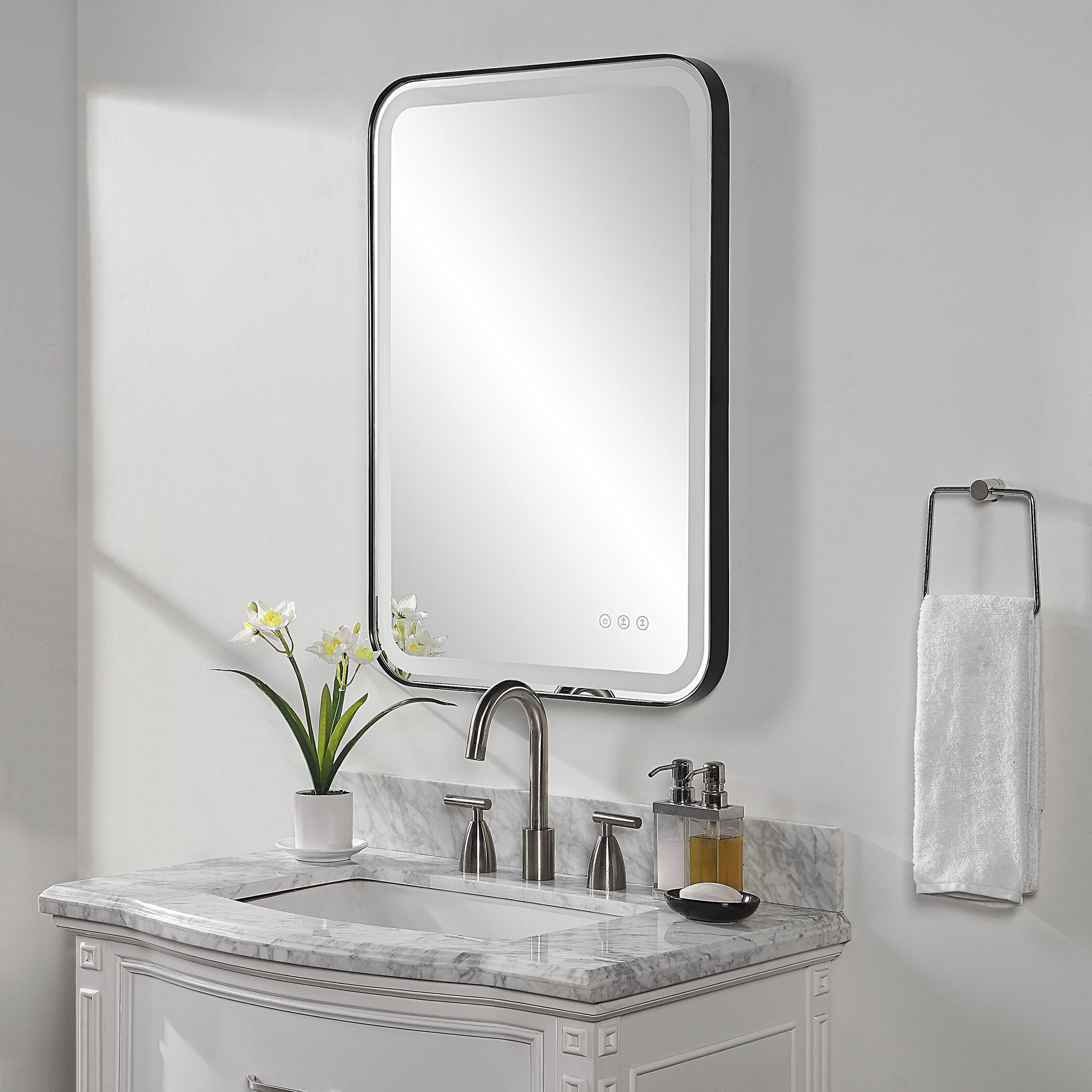 Crofton 32 X 22 inch Satin Black Vanity Mirror