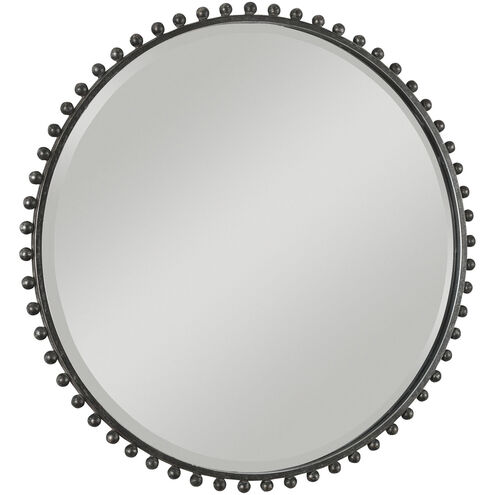 Taza 32 X 32 inch Distressed Black with Silver Highlights Wall Mirror
