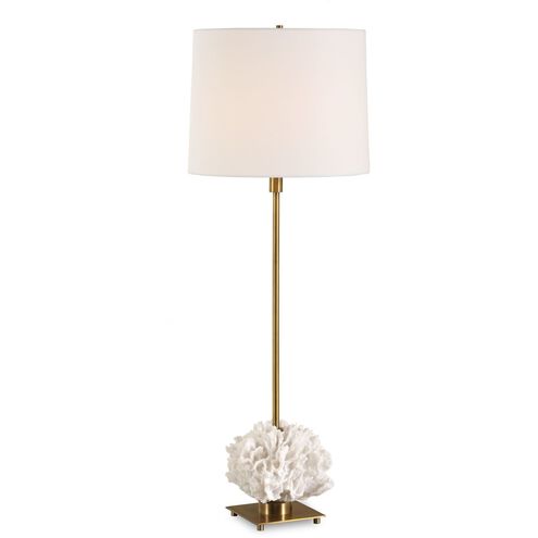 Caronia 35.5 inch 150.00 watt Ivory Coral and Antique Brass Buffet Lamp Portable Light