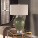 Elva 27 inch 150 watt Distressed Emerald Green Glaze and Antique Brass Table Lamp Portable Light