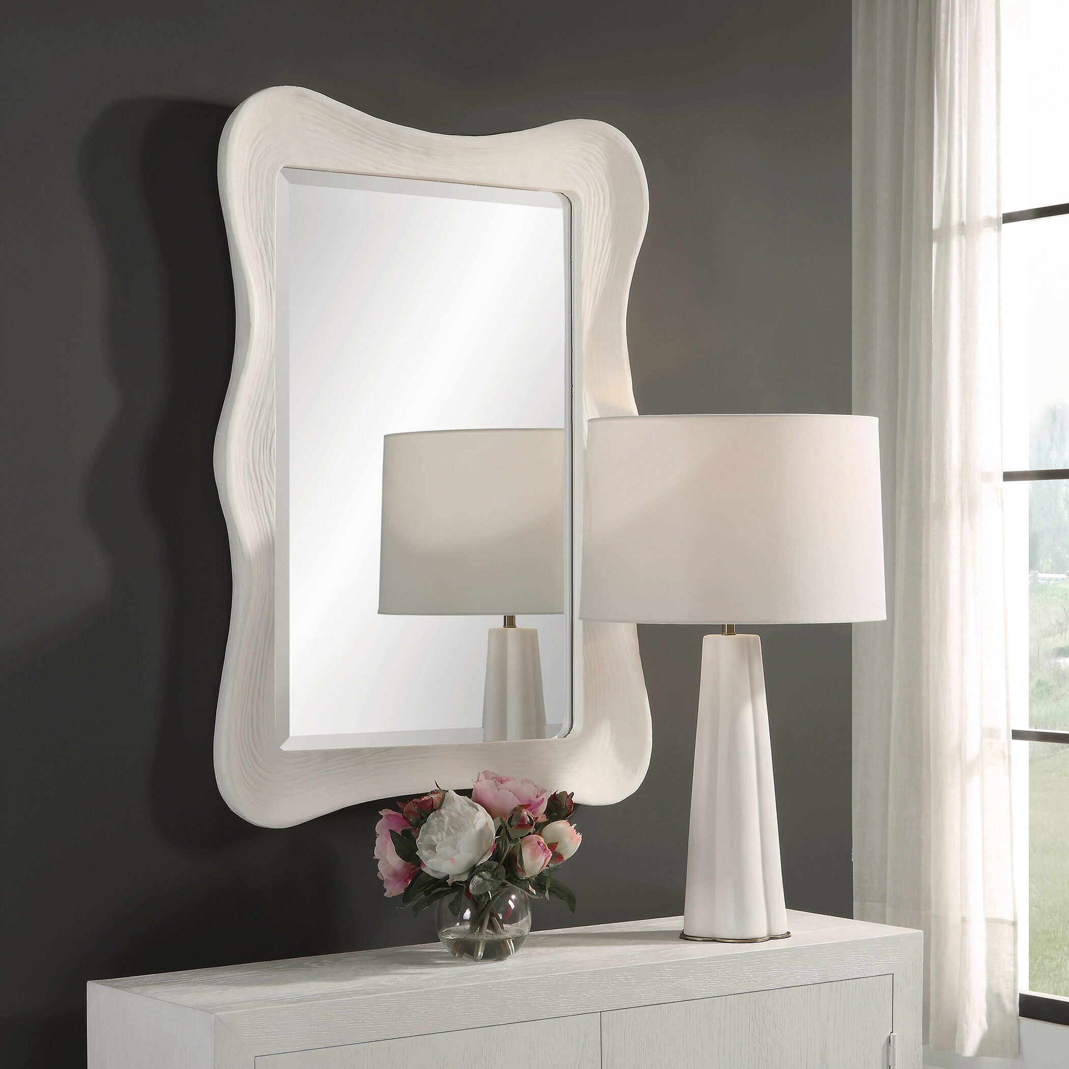 Whitehaven 35.63 X 25.5 inch Matte White Mirror